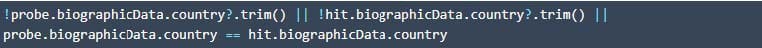 Figure 11. Example of Groovy script which accepts match only if country is the same or not defined