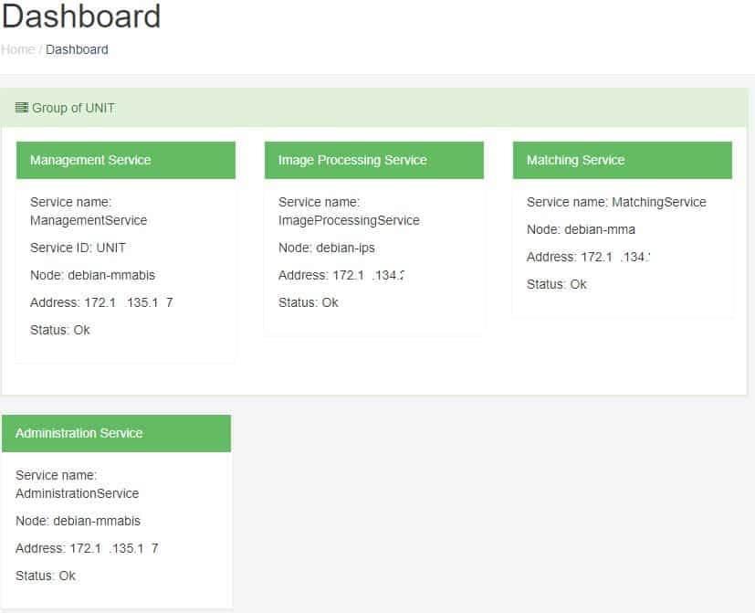 Figure 2. MegaMatcher ABIS Administration Panel - Dashboard