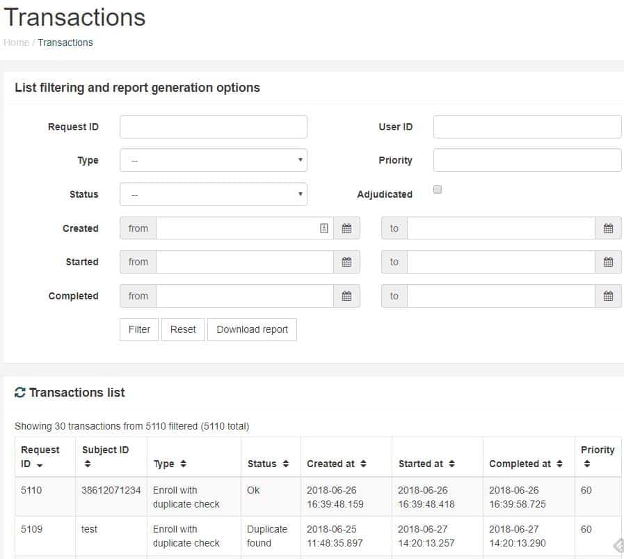 Figure 4. MMABIS Transactions view