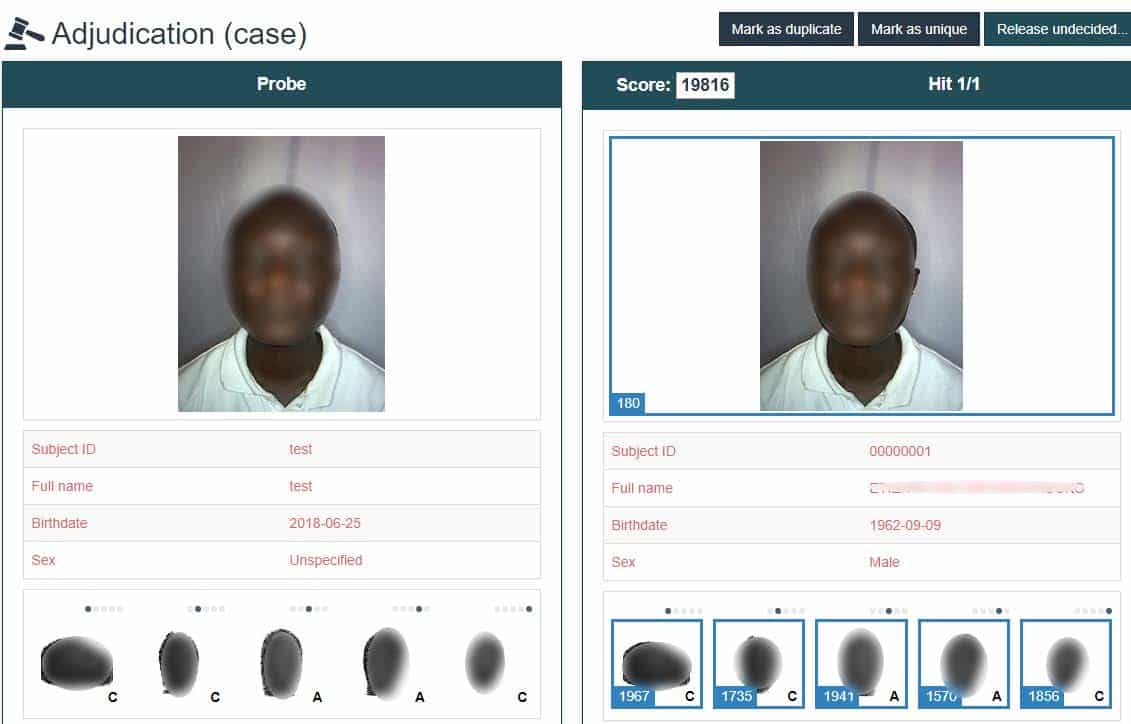 Figure 15: Adjudication case (personal data was blurred)