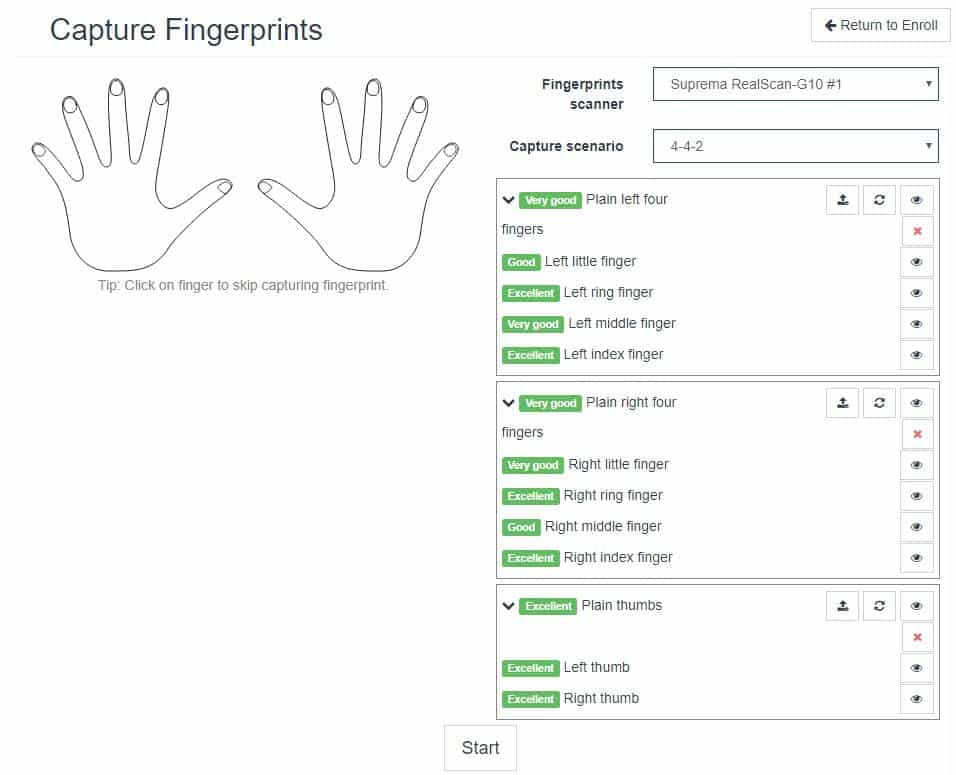 Figure 10. Fingerprints capturing