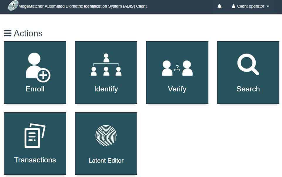 Figure 5. Web Client view for Client Operator